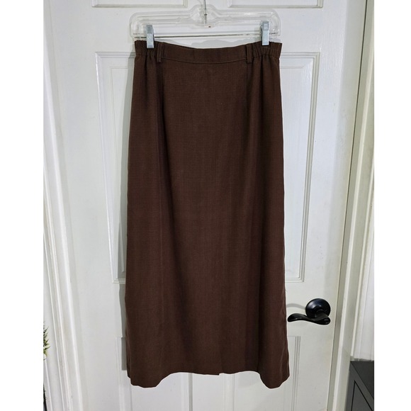 Gianna Italy Brown Maxi Skirt‎ Button Front High Waist A-Line Viscose Vintage - Picture 12 of 13